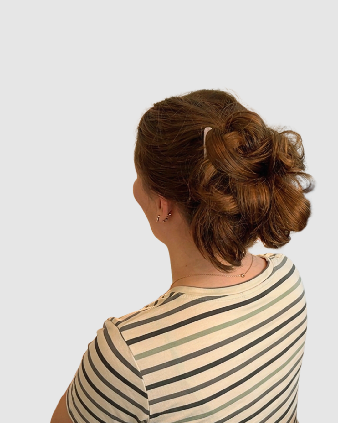 Halo Comb worn in a curly hair styling example