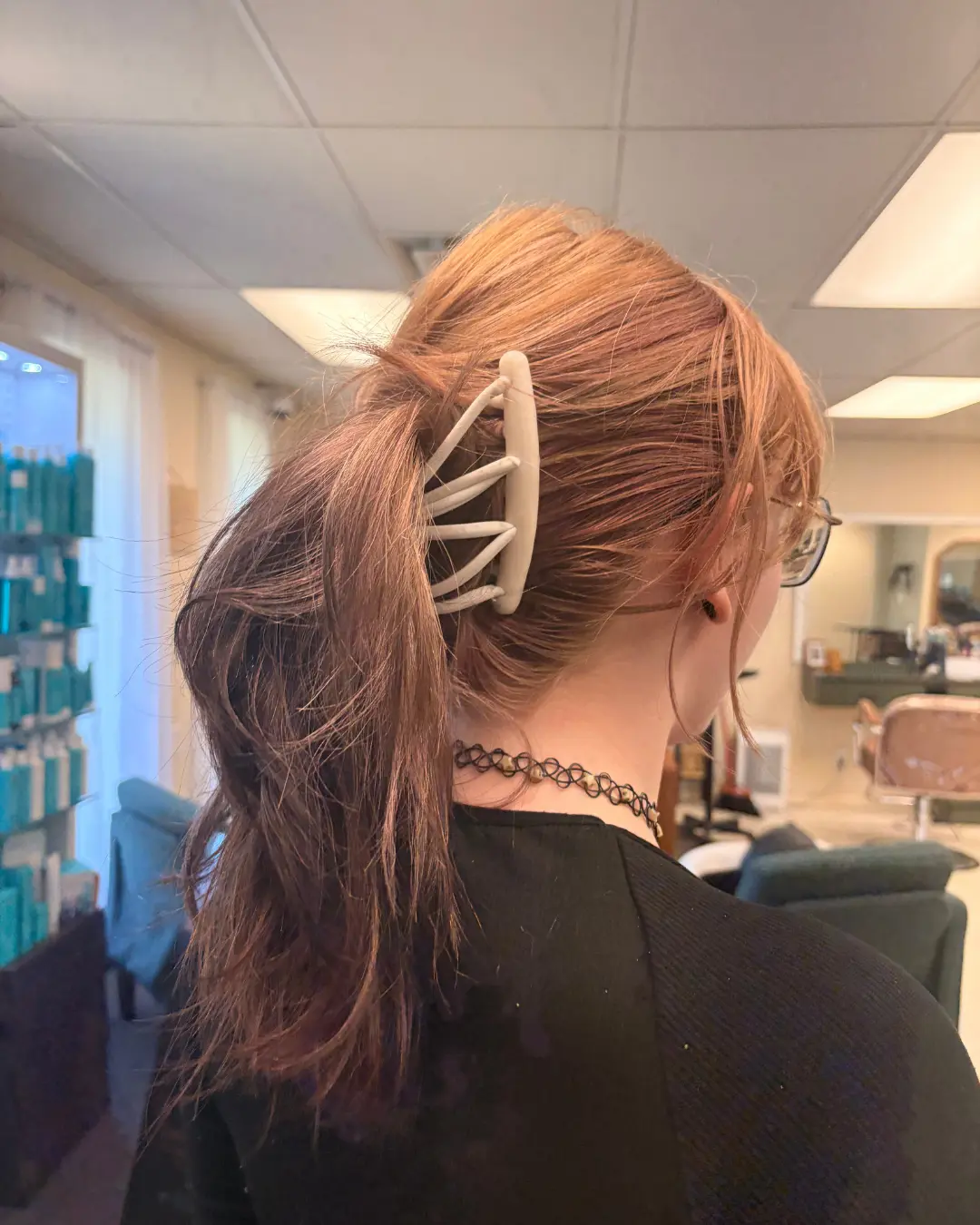 Halo Comb styled look: Thick hair, one clip